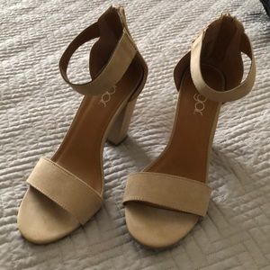 Shoes sugar,zip back open toe .